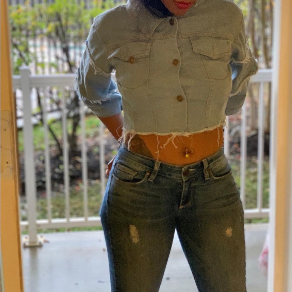Shaggy Jean jacket with flare arms